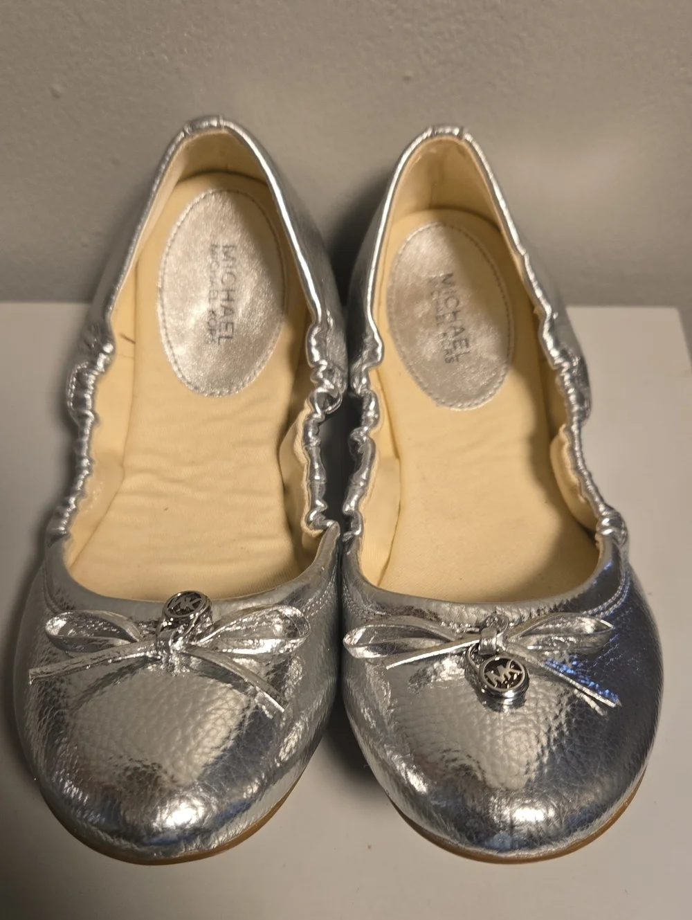 Michael Kors Silver Metallic Leather Ballet Flats